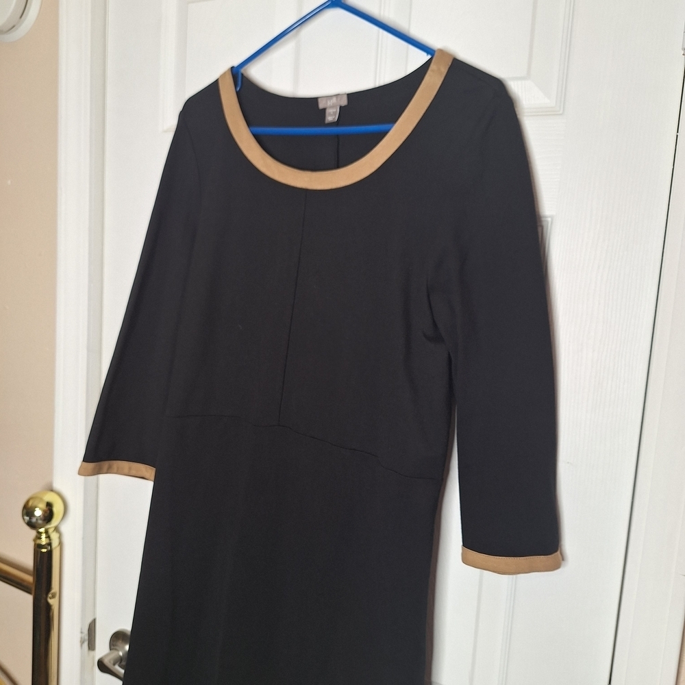 J. Jill Black Dress with Tan Accents Size Large - Picture 2 of 7